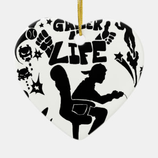 Ornement Cœur En Céramique Gamer 4 Life