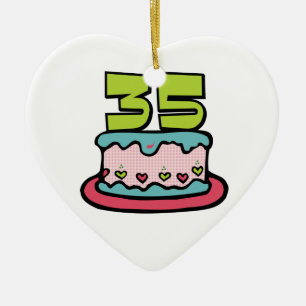 Ornement Cœur En Céramique Gâteau d'anniversaire de 35 ans