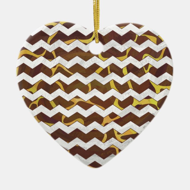 Ornement Cœur En Céramique Giraffe Brown et jaune (Devant)