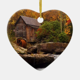 Ornement Cœur En Céramique Glade Creek Grist Mill