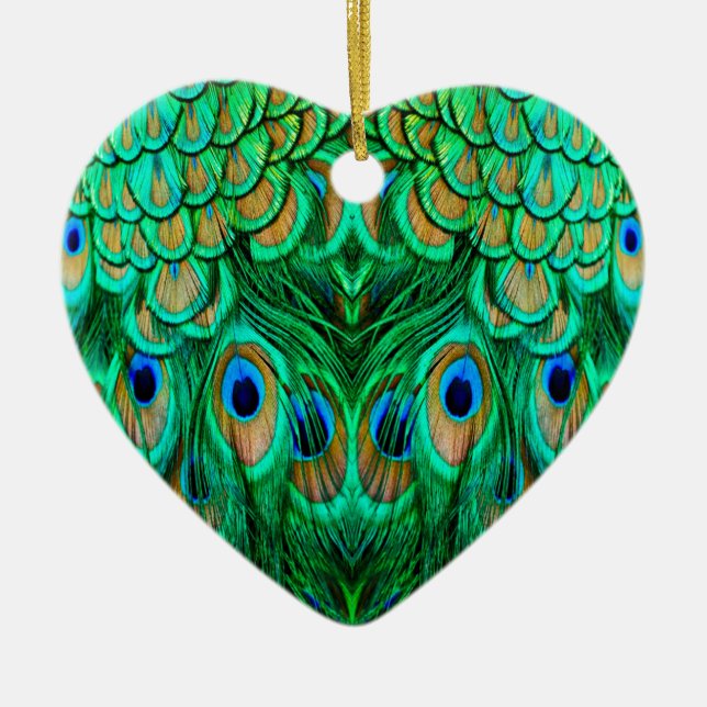 Ornement Cœur En Céramique Glorious Peacock (Devant)