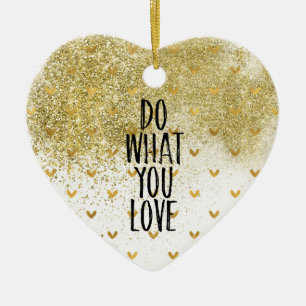Ornement Cœur En Céramique Gold Glitzy Hearts Faire Ce Que Vous Aimez