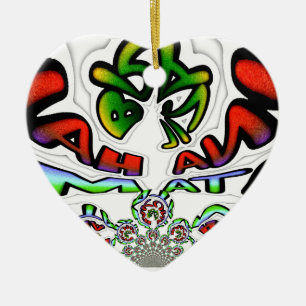 Ornement Cœur En Céramique Graffiti coloré Hakuna Matata