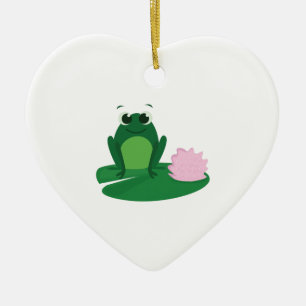 Ornement Cœur En Céramique Grenouille mignonne
