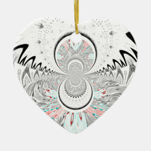 Ornement Cœur En Céramique Gris Kaleidoscope Art