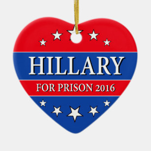 ORNEMENT CŒUR EN CÉRAMIQUE "HILLARY POUR LA PRISON 2016 "