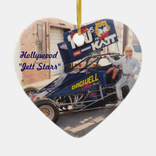 Ornement Cœur En Céramique Hollywood Jett Starr avec sa voiture de saleté