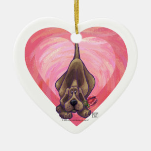 Ornement Cœur En Céramique Hound Dog Valentine's Day