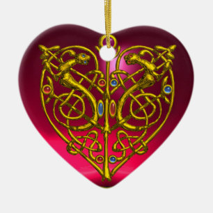Ornement Cœur En Céramique HYPER VALENTINE COEUR Ruby rouge et saphir bleu