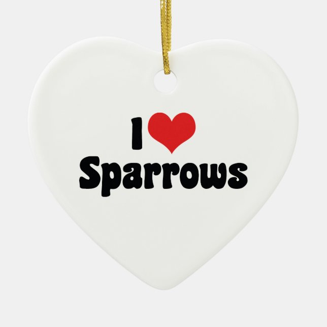 Ornement Cœur En Céramique I Love Heart Sparrows - Oiseau Lover (Devant)