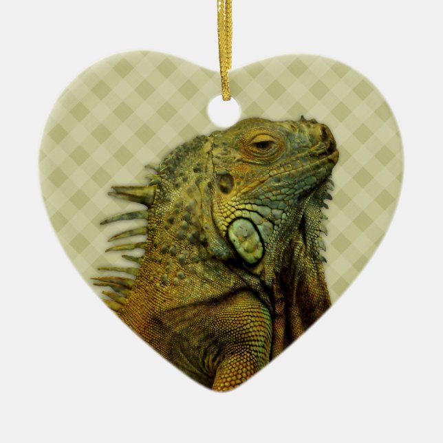 Ornement Cœur En Céramique Iguana verte (Devant)
