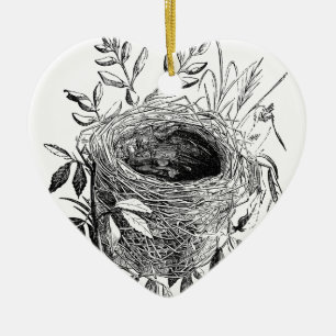 Ornement Cœur En Céramique illustration de cru de nid d'oiseau