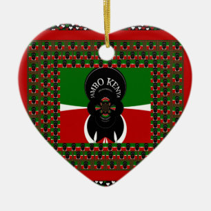 Ornement Cœur En Céramique Imprimerie d'art Jambo Kenya