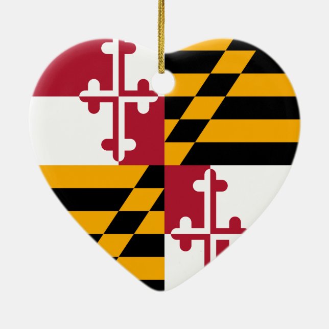 Ornement Cœur En Céramique Indicateur de l'état du Maryland (Dos)