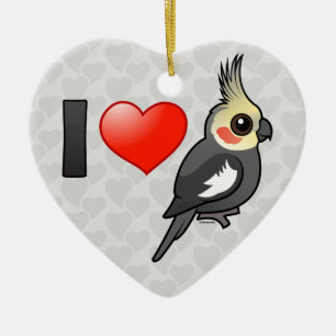 Ornement Cœur En Céramique J'aime des Cockatiels