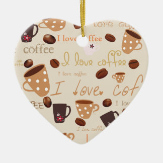 Ornement Cœur En Céramique j'aime le café !