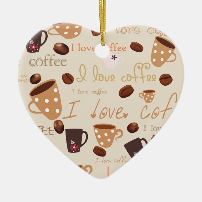 Ornement Cœur En Céramique j'aime le café ! (Devant)