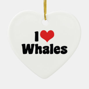 Ornement Cœur En Céramique J'aime les baleines à cœur - Amoureux des baleines