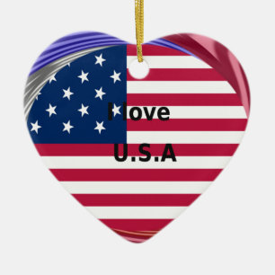 ORNEMENT CŒUR EN CÉRAMIQUE J'AIME LES USA