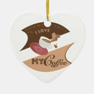Ornement Cœur En Céramique J'aime mon café Retro Java