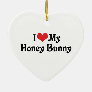 Ornement Cœur En Céramique J'aime mon Honey Bunny