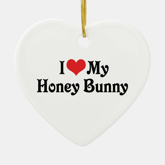 Ornement Cœur En Céramique J'Aime Mon Lapin De Miel (Devant)