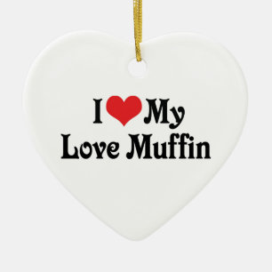 Ornement Cœur En Céramique J'aime mon Love Muffin