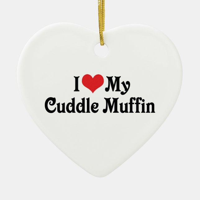 Ornement Cœur En Céramique J'Aime Mon Muffin De Cuddle (Devant)
