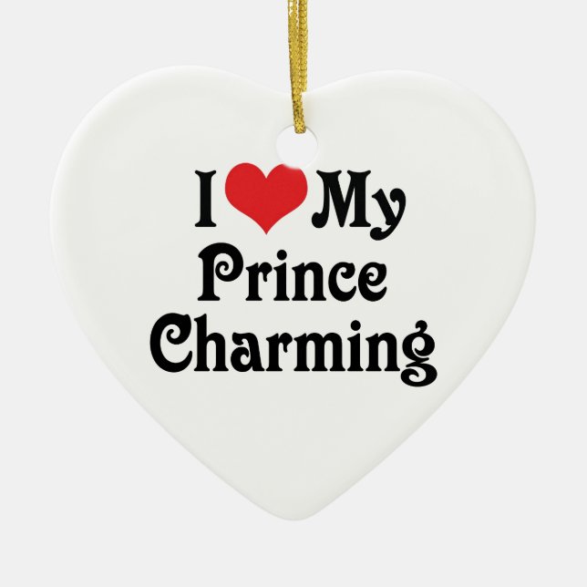 Ornement Cœur En Céramique J'Aime Mon Prince Charming (Devant)