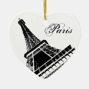 Ornement Cœur En Céramique J'aime Tour Eiffel de Paris