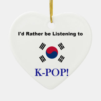 Ornement Cœur En Céramique Je préfère écouter KPOP!