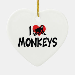 Ornement Cœur En Céramique Je Suis Amoureux Des Singes Cardiaques