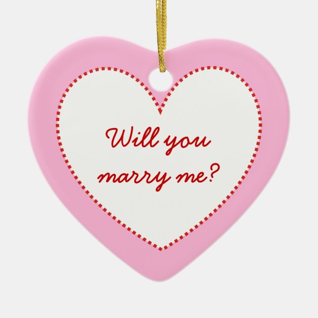 Ornement Cœur En Céramique Je t'aime. M'épouseras-tu ? (Devant)