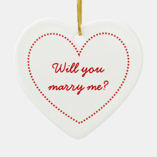 Ornement Cœur En Céramique Je t'aime. M'épouseras-tu ?