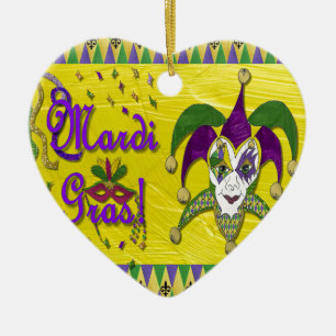 Ornement Cœur En Céramique Jester Mask Mardi Gras Arlequin