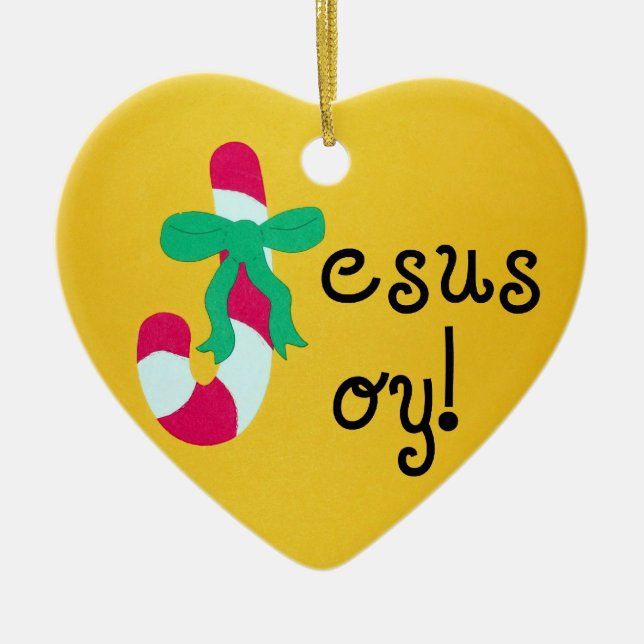 Ornement Cœur En Céramique Jésus Joy ! (Devant)