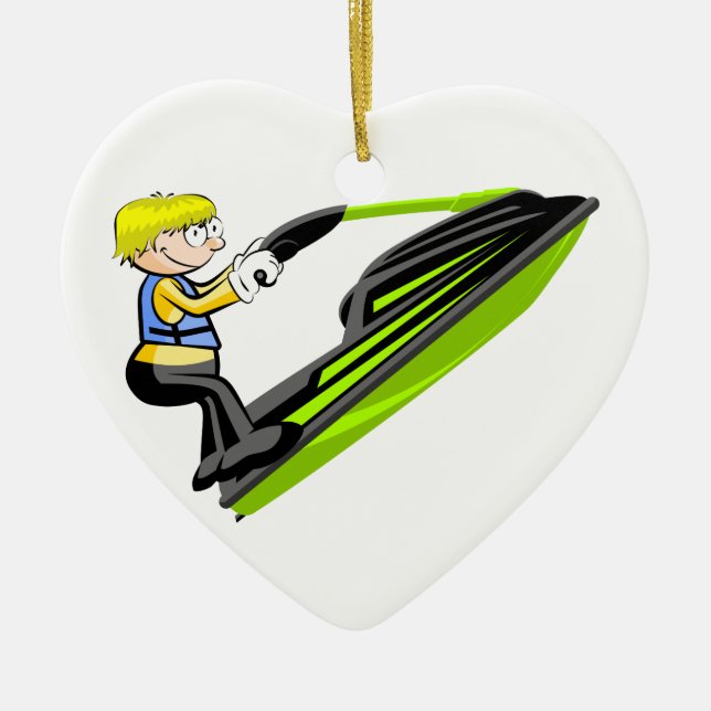 Ornement Cœur En Céramique Jet ski fan (Devant)
