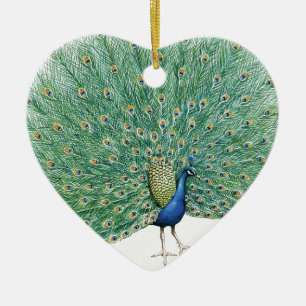 Ornement Cœur En Céramique Joli Peacock