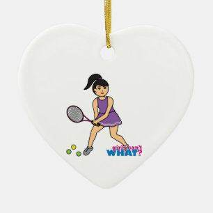 Ornement Cœur En Céramique Joueuse de tennis - Moyenne