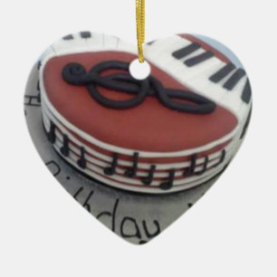 Ornement Cœur En Céramique Joyeux gâteau de maman d'anniversaire