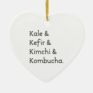 Ornement Cœur En Céramique Kale Kefir Kimchi Kombucha