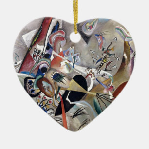 Ornement Cœur En Céramique Kandinsky En Gris Oeuvre Abstraite