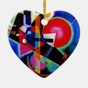 Ornement Cœur En Céramique Kandinsky en peinture Abstraite bleue
