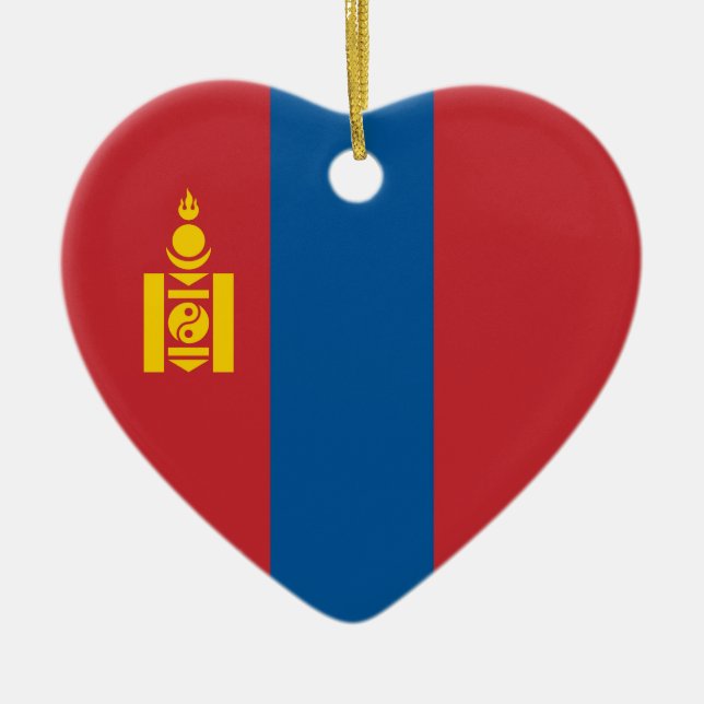 Ornement Cœur En Céramique La Mongolie - drapeau mongol (Devant)