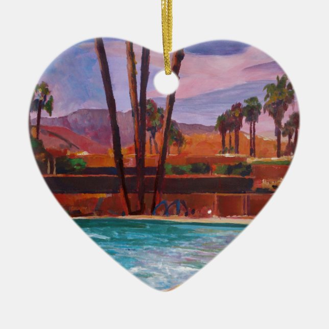 Ornement Cœur En Céramique La piscine de Palm Springs (Devant)