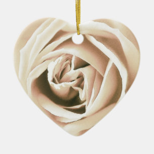 Ornement Cœur En Céramique La Rose blanche