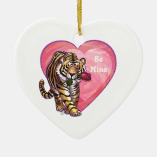Ornement Cœur En Céramique La Saint-Valentin du tigre
