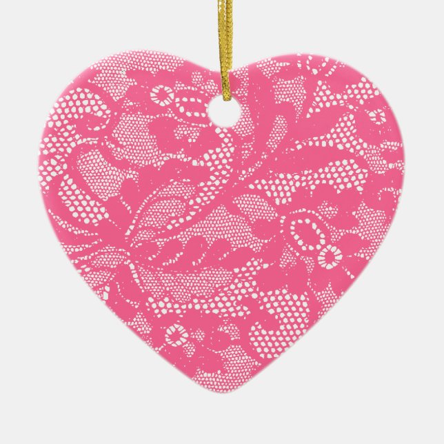 Ornement Cœur En Céramique Lace Heart (Devant)
