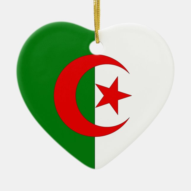 Ornement Cœur En Céramique L'Algérie (Devant)