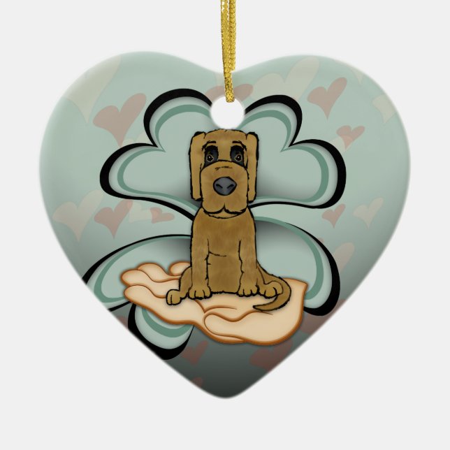 Ornement Cœur En Céramique L'amour des chiots (Devant)